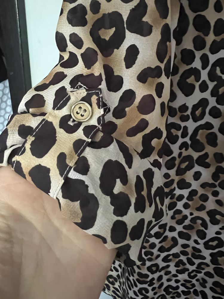 H&M S 36 koszula mgiełka cętki panterka leopard tunika animal print