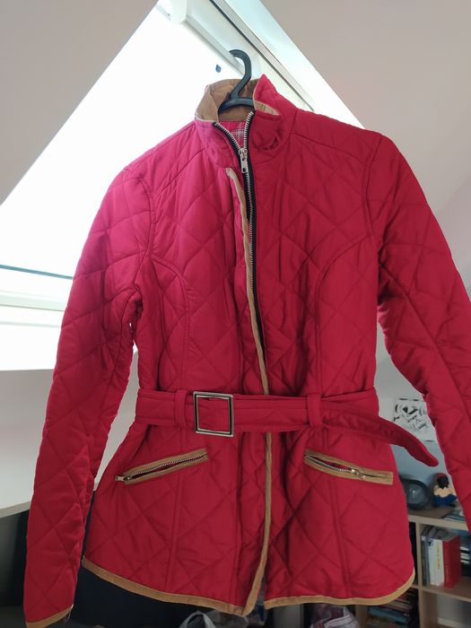 Parka alcochoada vermelho/beje