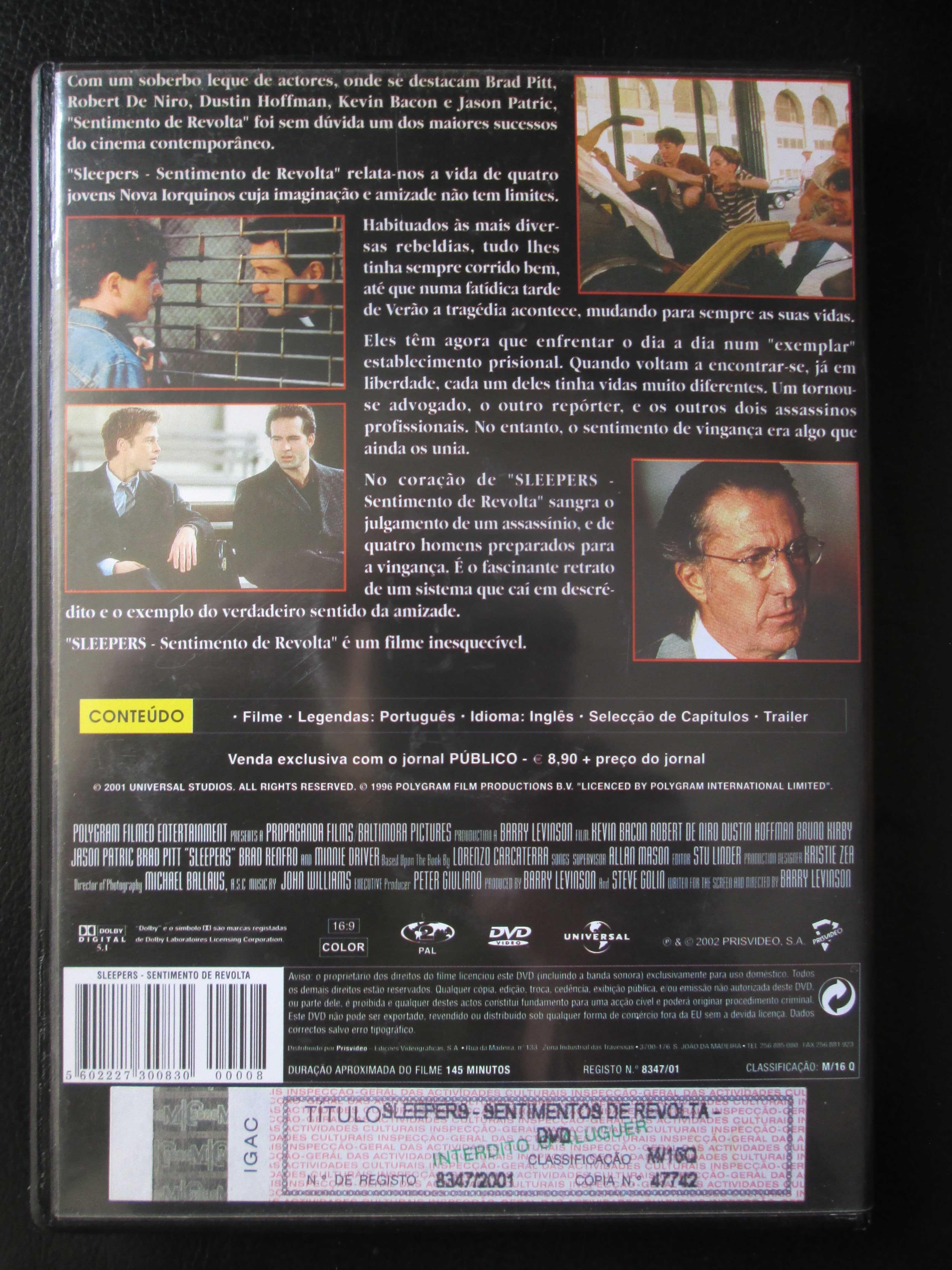 DVD - Sleepers, de Barry Levinson, com Brad Pitt, Robert De Niro