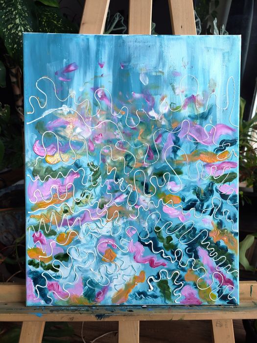 Obraz abstrakcja modern art niebieski