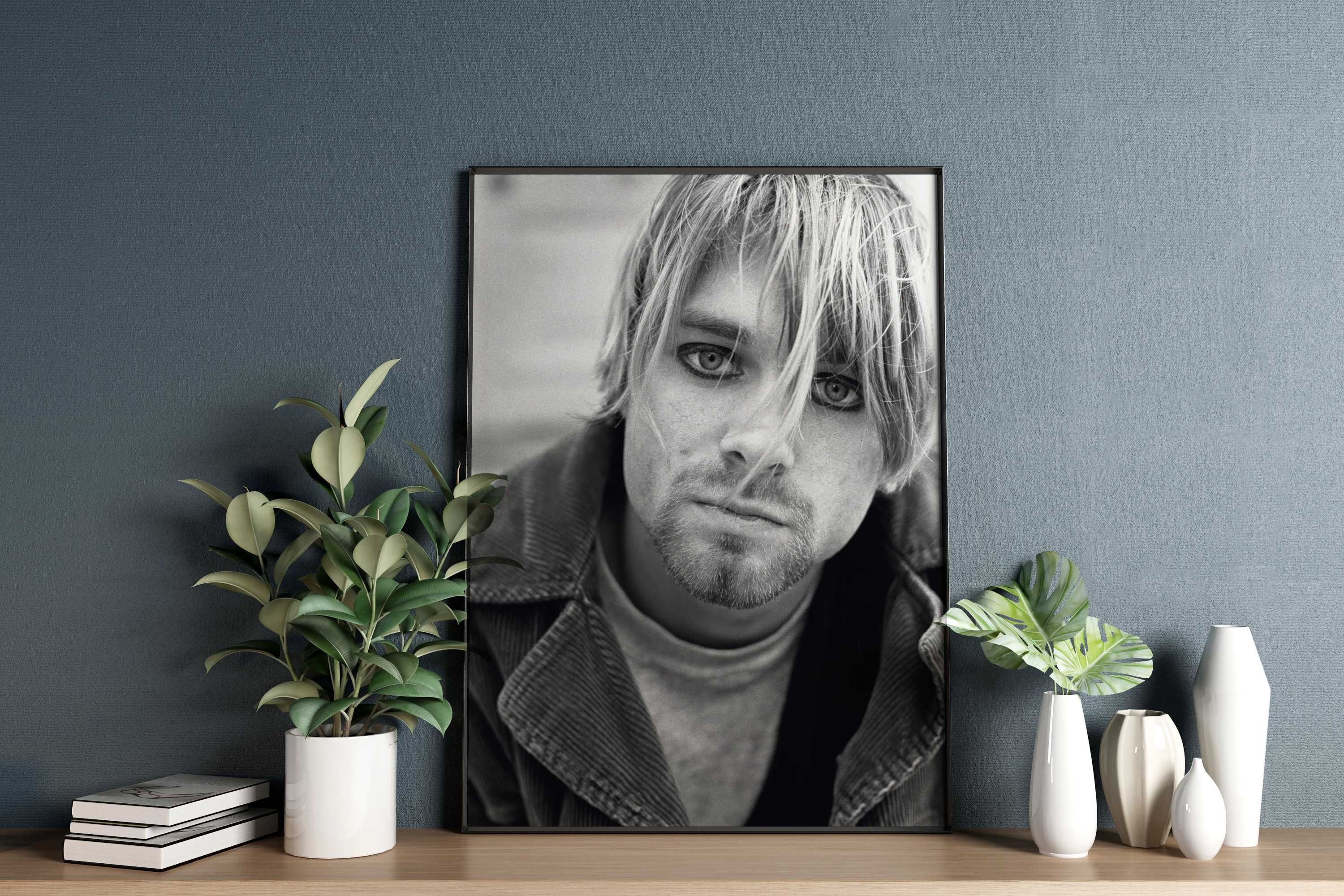 Plakat A3 Kurt Cobain czarno-biały