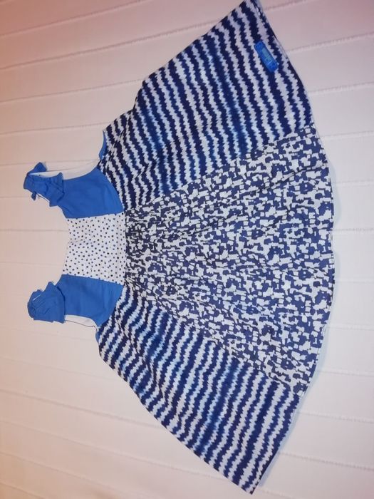 Túnica de menina CATIMINI azul e branco