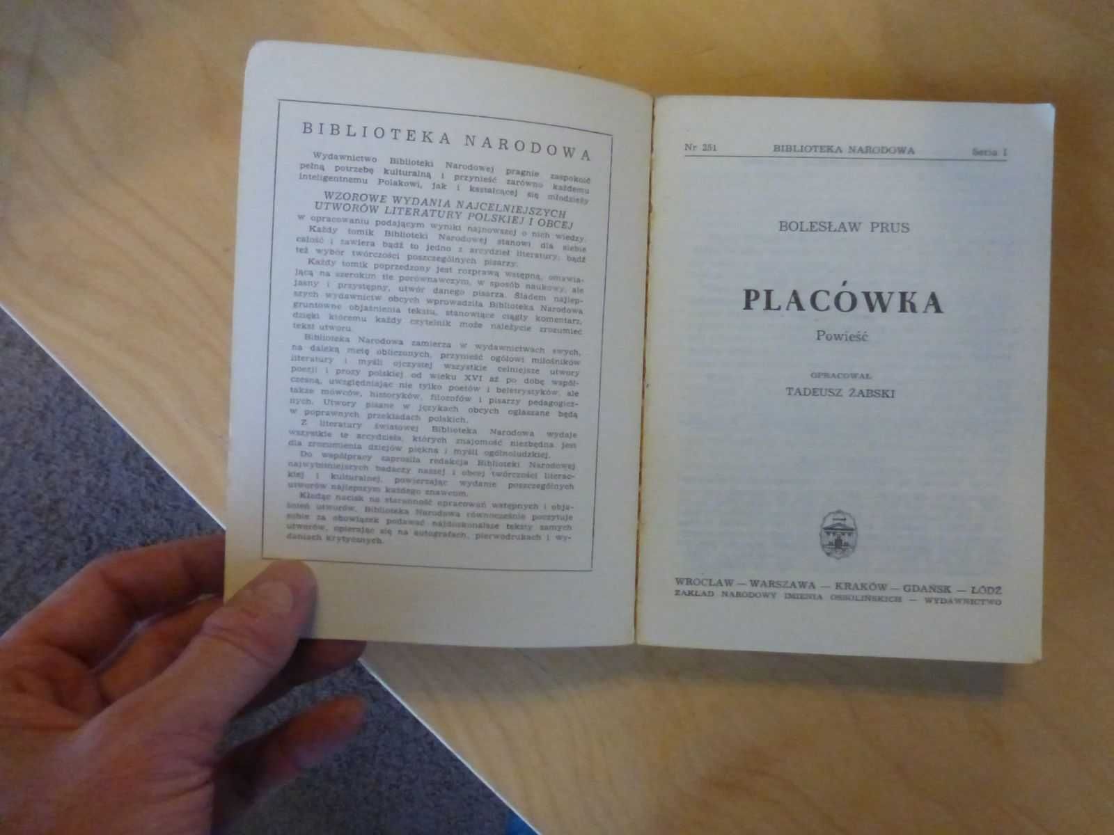 Placówka. Bolesław Prus seria Biblioteka Narodowa