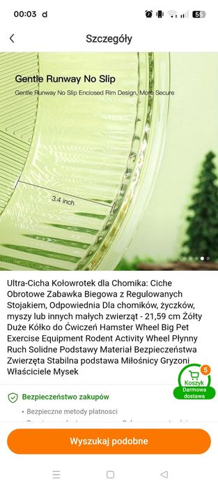 Kołowrotek dla chomika ultra cichy