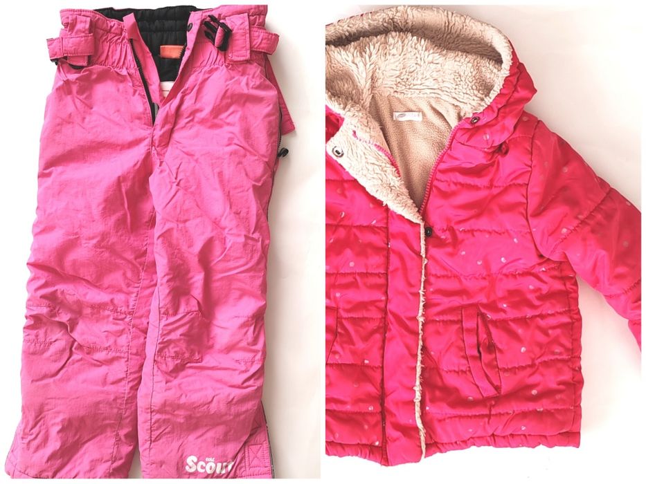 Zestaw ubrań spodnie narciarskie kurtka dla dziewczynki 110 zima