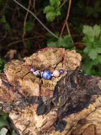 Bransoletka - Lapis Lazuli, Rodonit (różowy) i Ametyst