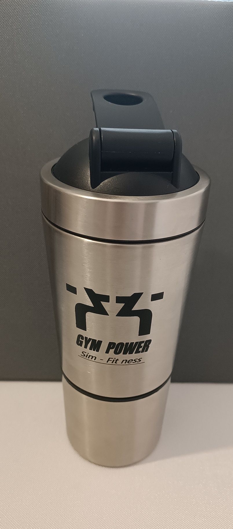 GYM POWER Shaker proteinowy ze stali nierdzewnej, sportowy.