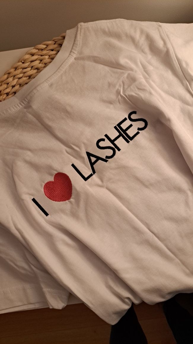 Koszulka NOWA i Love Lashes rozmiar L biała