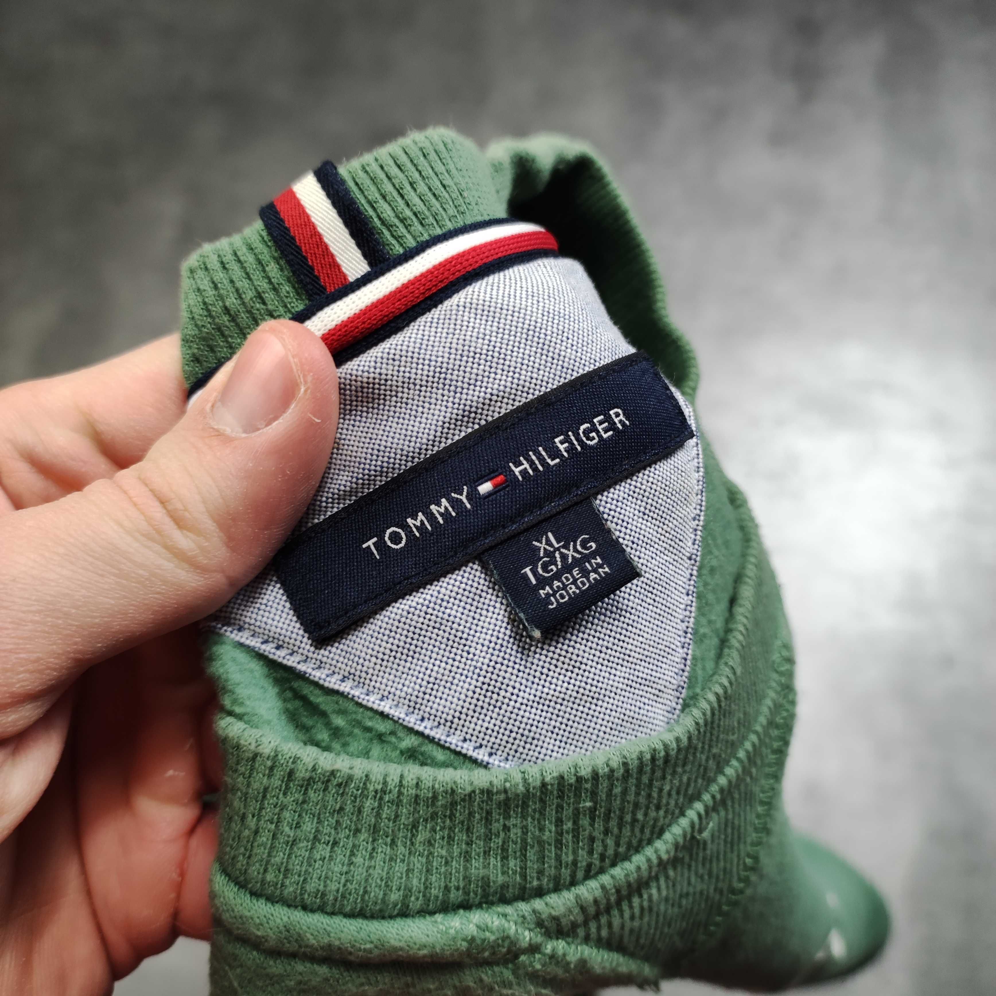 MĘSKA Bluza DUŻA Pistacja Bawełna Haftowane Logo Tommy Hilfiger Klasyk