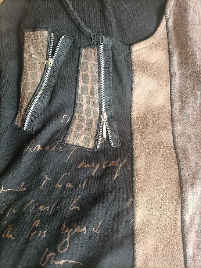 Camisola com aplicações tipo pele pêssego