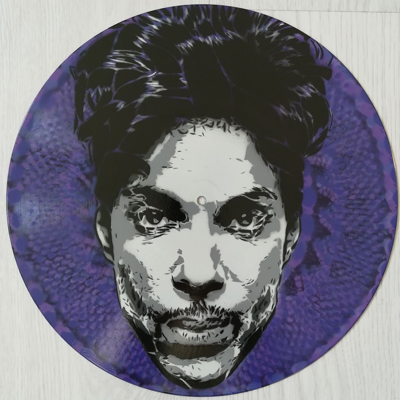 Prince pintura original em disco de vinil