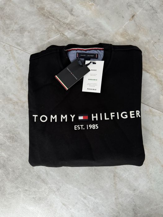 Czarna męska bluza ocieplana Tommy Hilfiger EST r. XXL logo haft