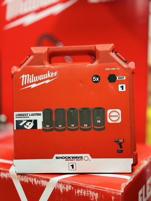 Набір головок 1'' STD SHOCKWAVE MILWAUKEE, подовжених (27-36мм) (5шт)