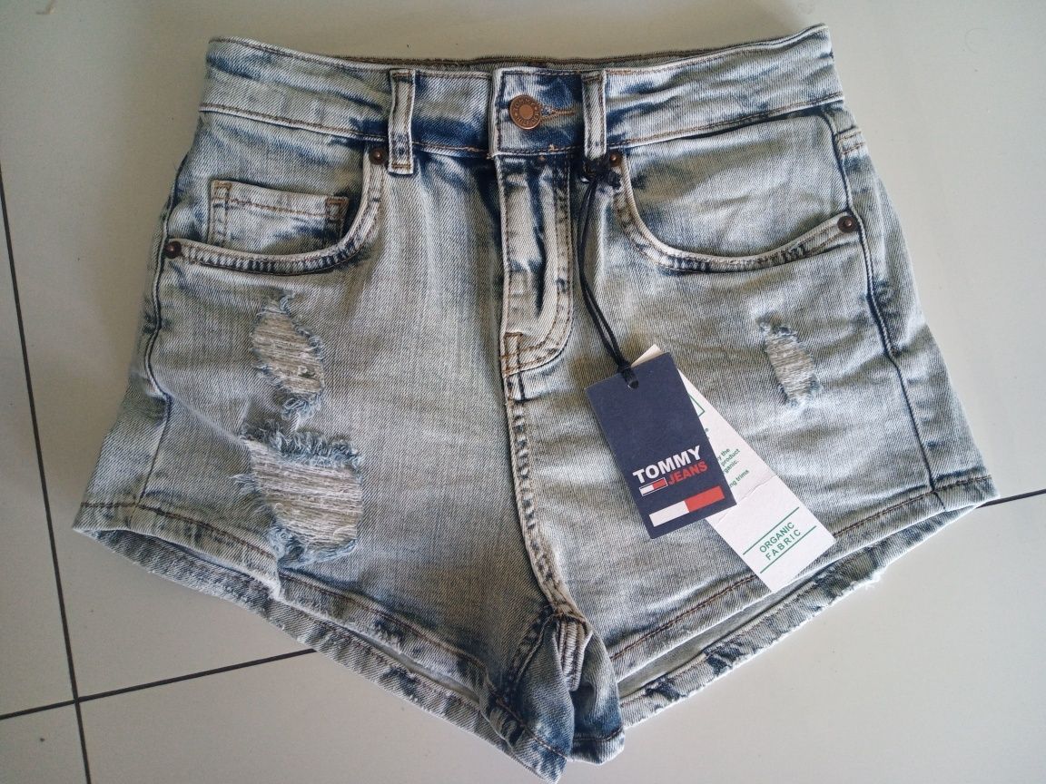 Nowe jeansowe spodenki wysoki stan TH XS/S