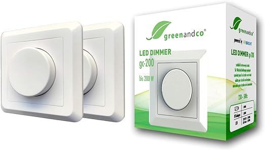 2x greenandco gc-200 ściemniacz podtynkowy led i halogenowy 1-200 w