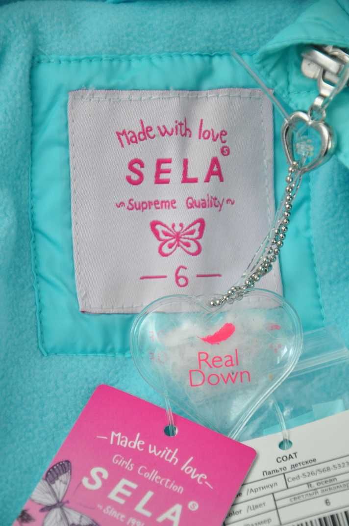 Зимнее пальто пуховик SELA. Утеплитель пух, 70 %. На 5 - 6 лет. Lenne