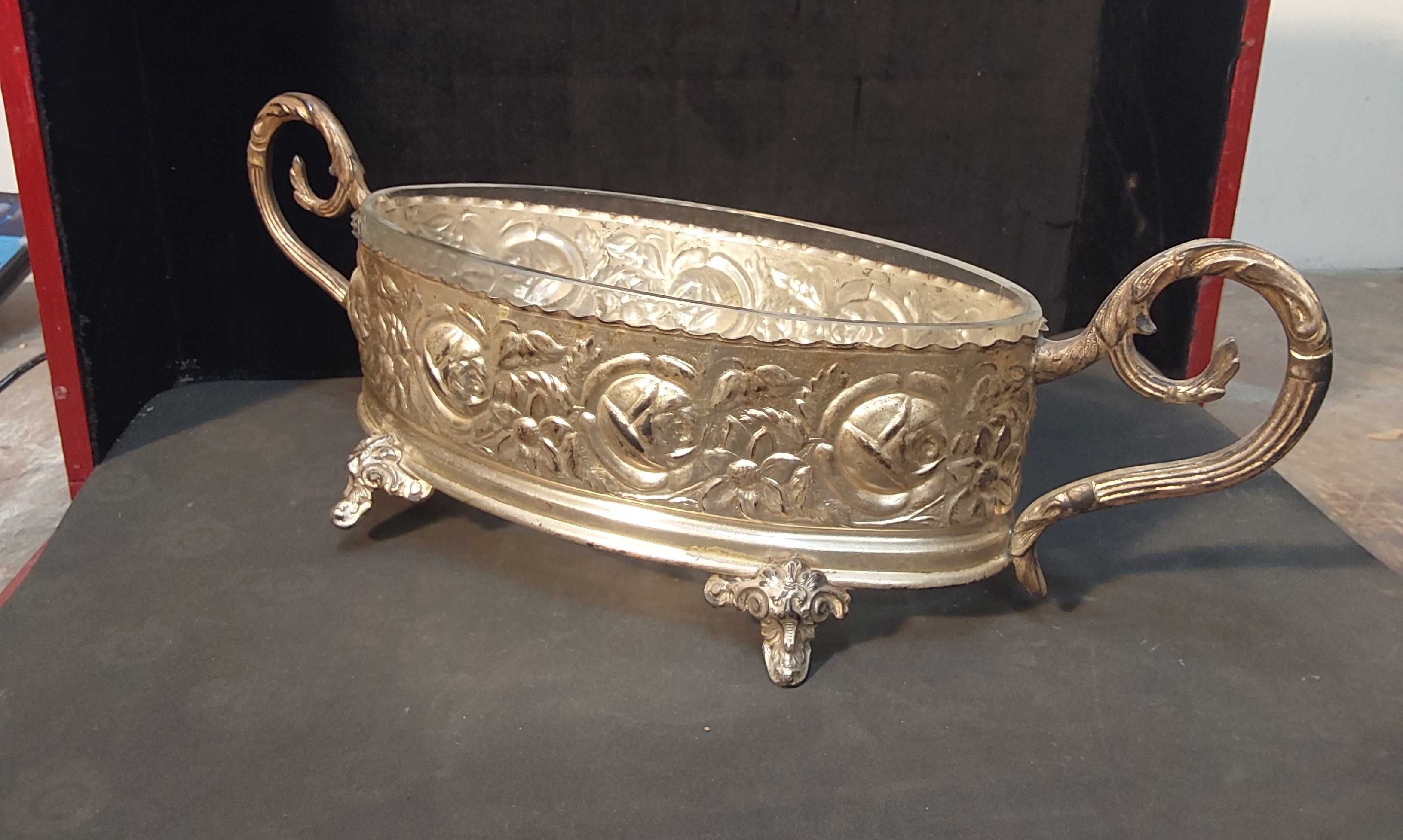 żardiniera szklano metalowa