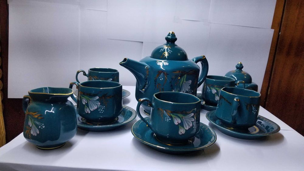 Изысканный, заказной, чайный сервиз фарфор УССР коростень 72