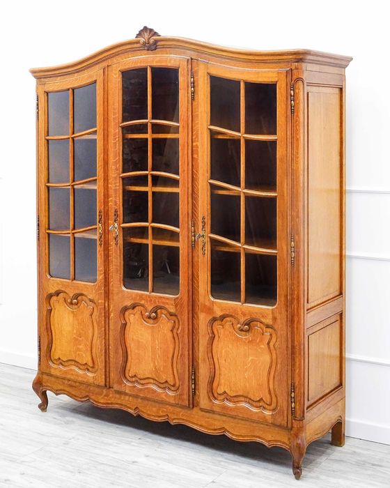 Francuska WITRYNA drewniana BIBLIOTECZKA Ludwik DĄB 3 fronty + szprosy