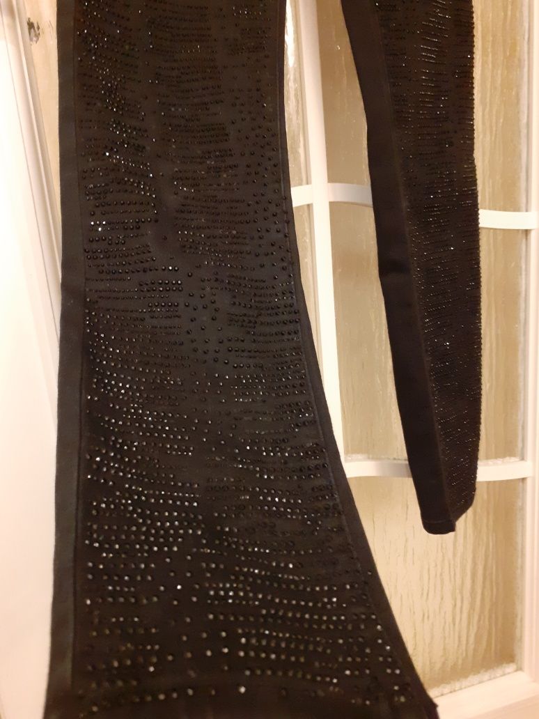 Glam rock denim Black jeans Czarne dżinsy skinny z cyrkoniami