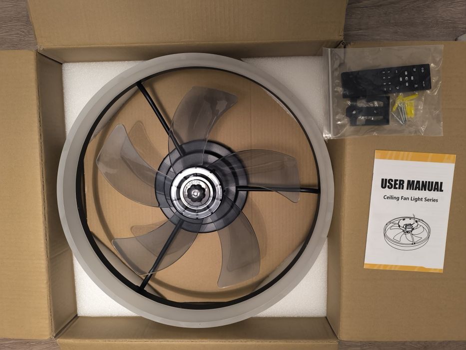 MOSSCO Wentylator sufitowy z oświetleniem LED i pilotem cichy 50cm