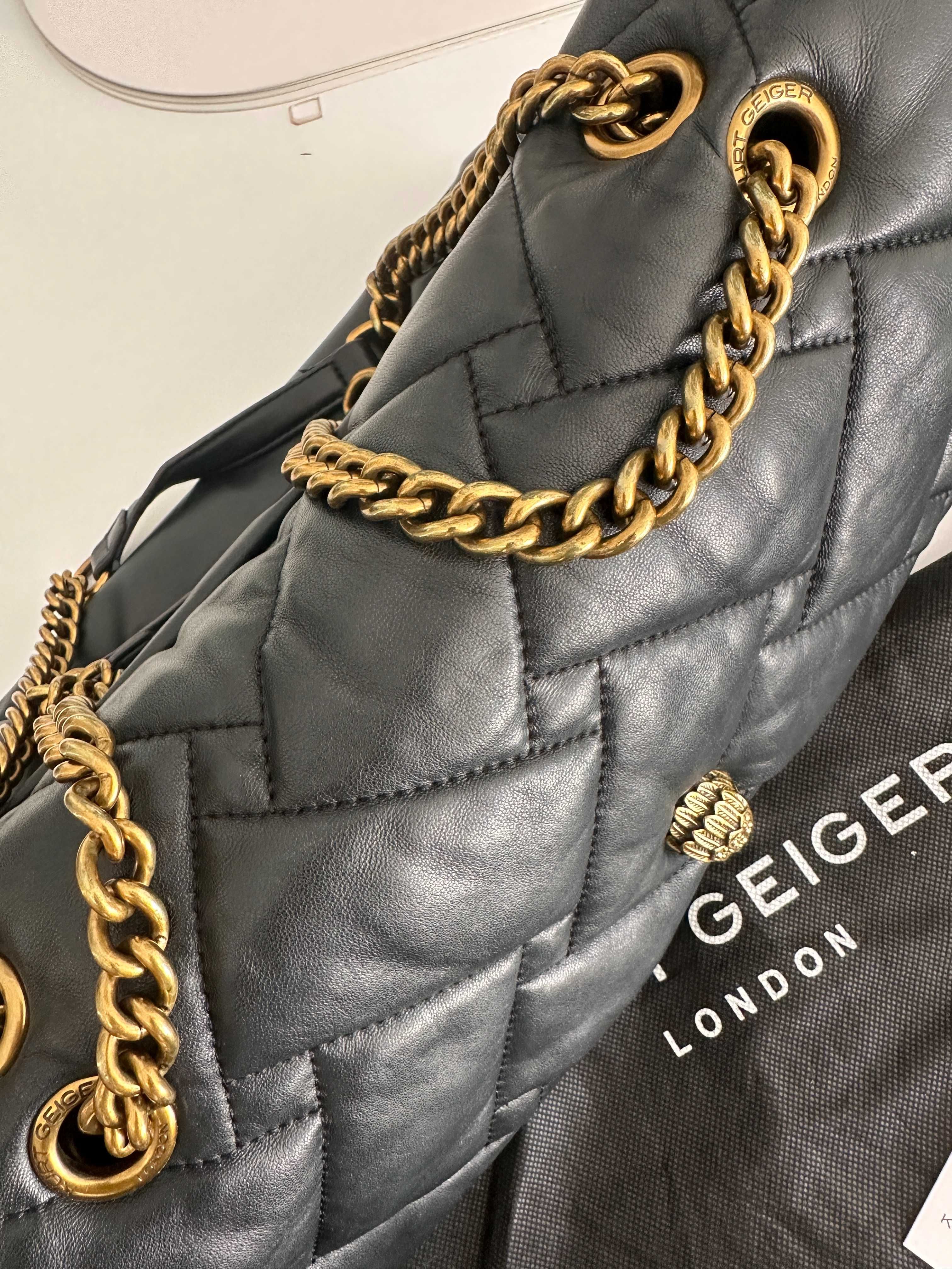 Kurt Geiger Kensington Soft XXL Bag - BLACK  skóra naturalna