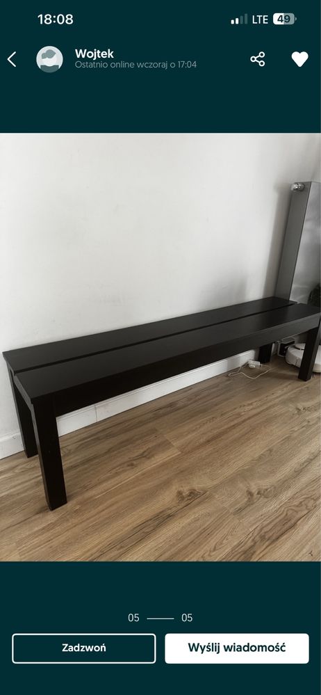 Lawka ikea czarna 158/36/45 stan bardzo dobry