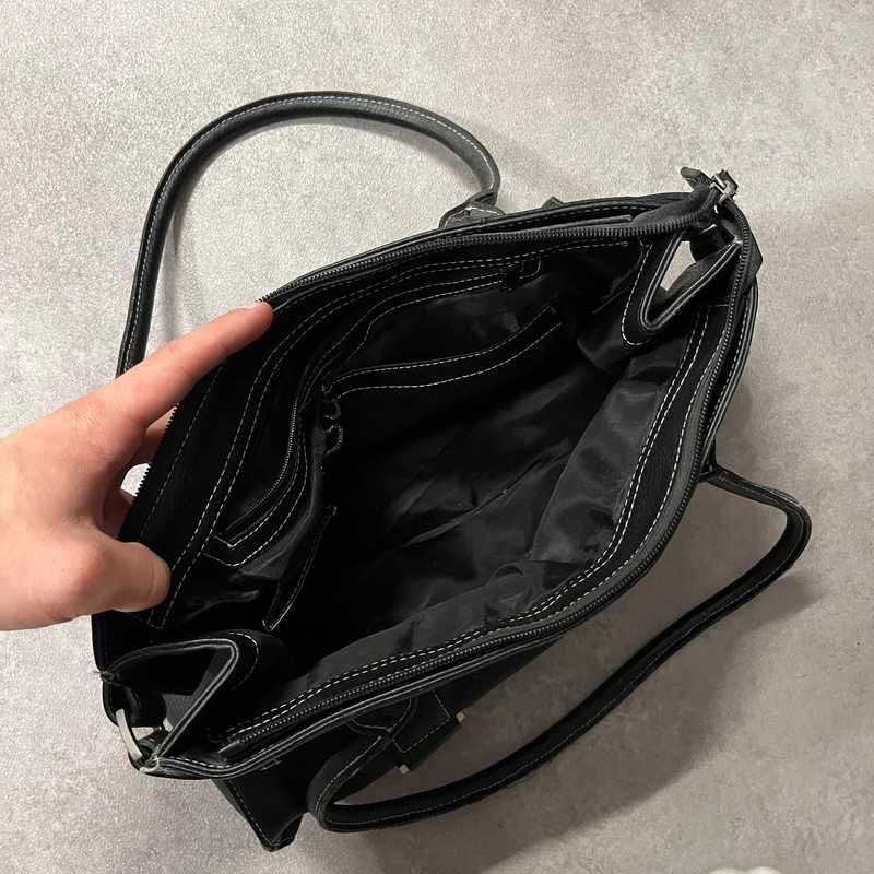 Vintage Torebka Skórzana Z Paskami Y2K Leather Bag Retro 90s