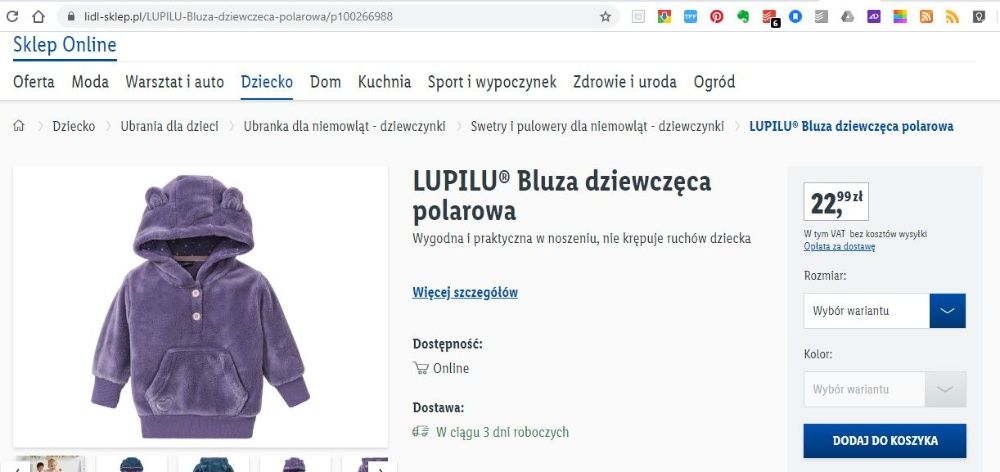 Niemowlęca bluza polarowa dla dziewczynki