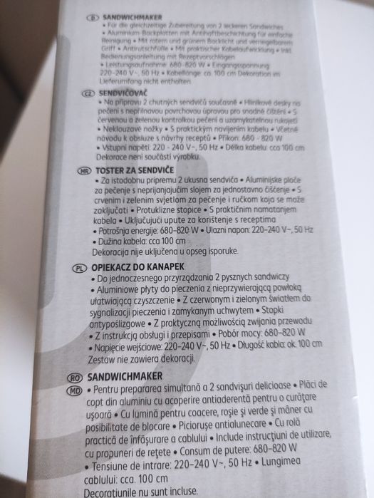 Opiekacz do kanapek toster.