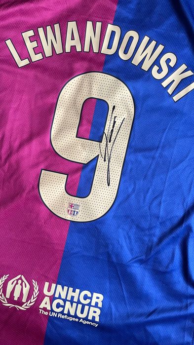 Robert Lewandowski autograf podpis koszulka Barcelona
