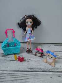 Enchantimals lalka+ 2 figurki+ koszyk+ napoje