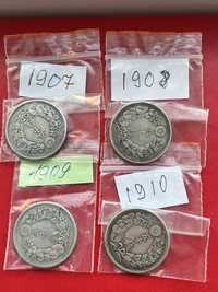 Серебряные монеты Японии 50 сен 1907-1910