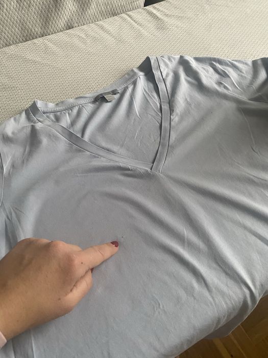 Mięciutki, błękitny, oversizowy tshirt COS, rozmiar M, 100% bawełna