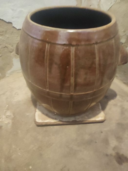 Naczynie kamionkowe, beczulka PRL do koszenia kapusty