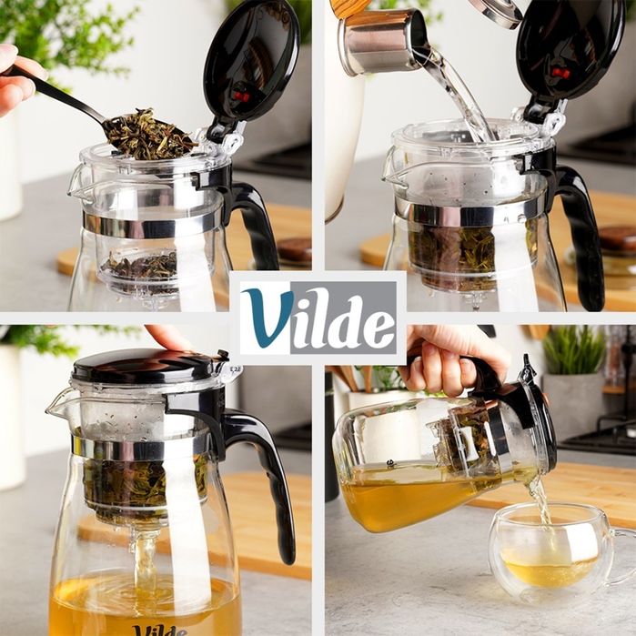 Dzbanek Szklany 960Ml Z Zaparzaczem Spustowym Do Herbaty Ziół 259416