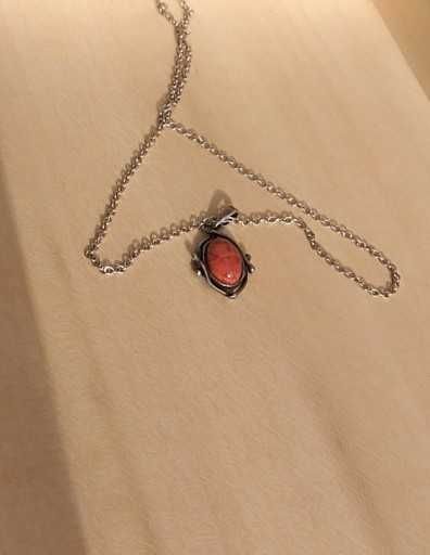 Łańcuszek (srebro 800 / 3) wisiorek 925 koral koralowiec