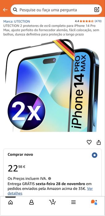 Peliculas de vidro iphone 14 Max