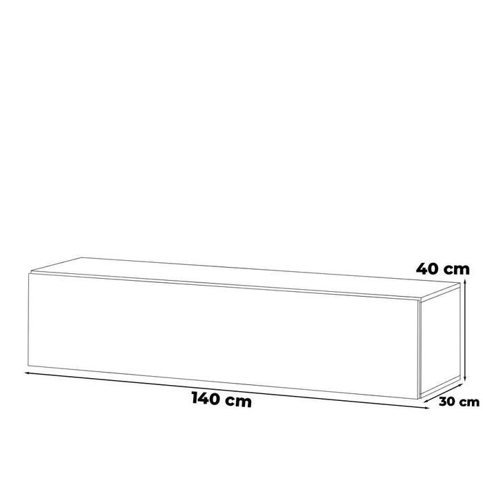 Szafka RTV Pod Telewizor Wisząca Szeroka 140cm Nowoczesna Pojemna Duża