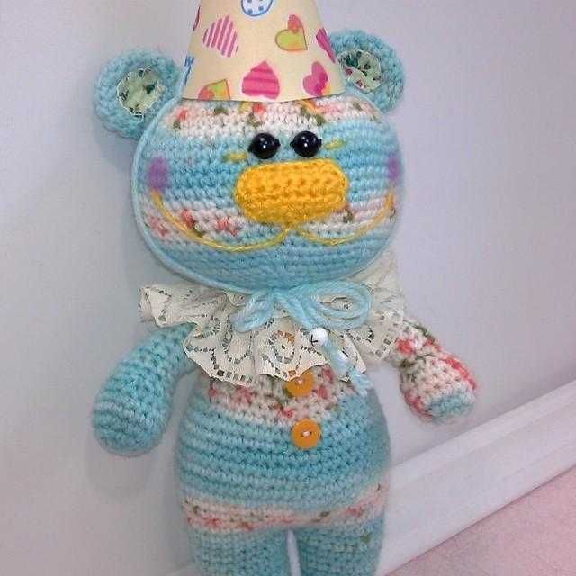 Новая вязаная Мягкая игрушка Prezzzent_ Мишка Улыбашка Hand Made 35 см