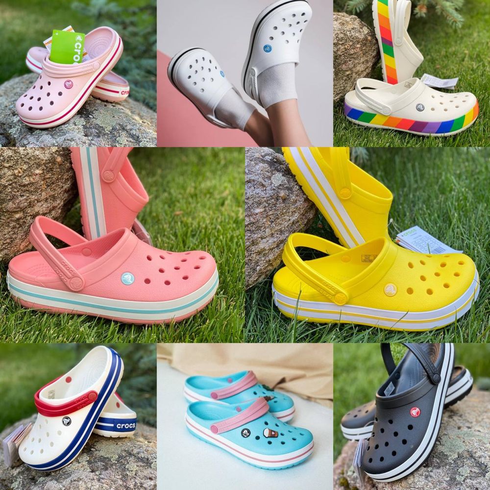 Crocs crocband крокси жіночі білі жовті персикові блакитні рожеві