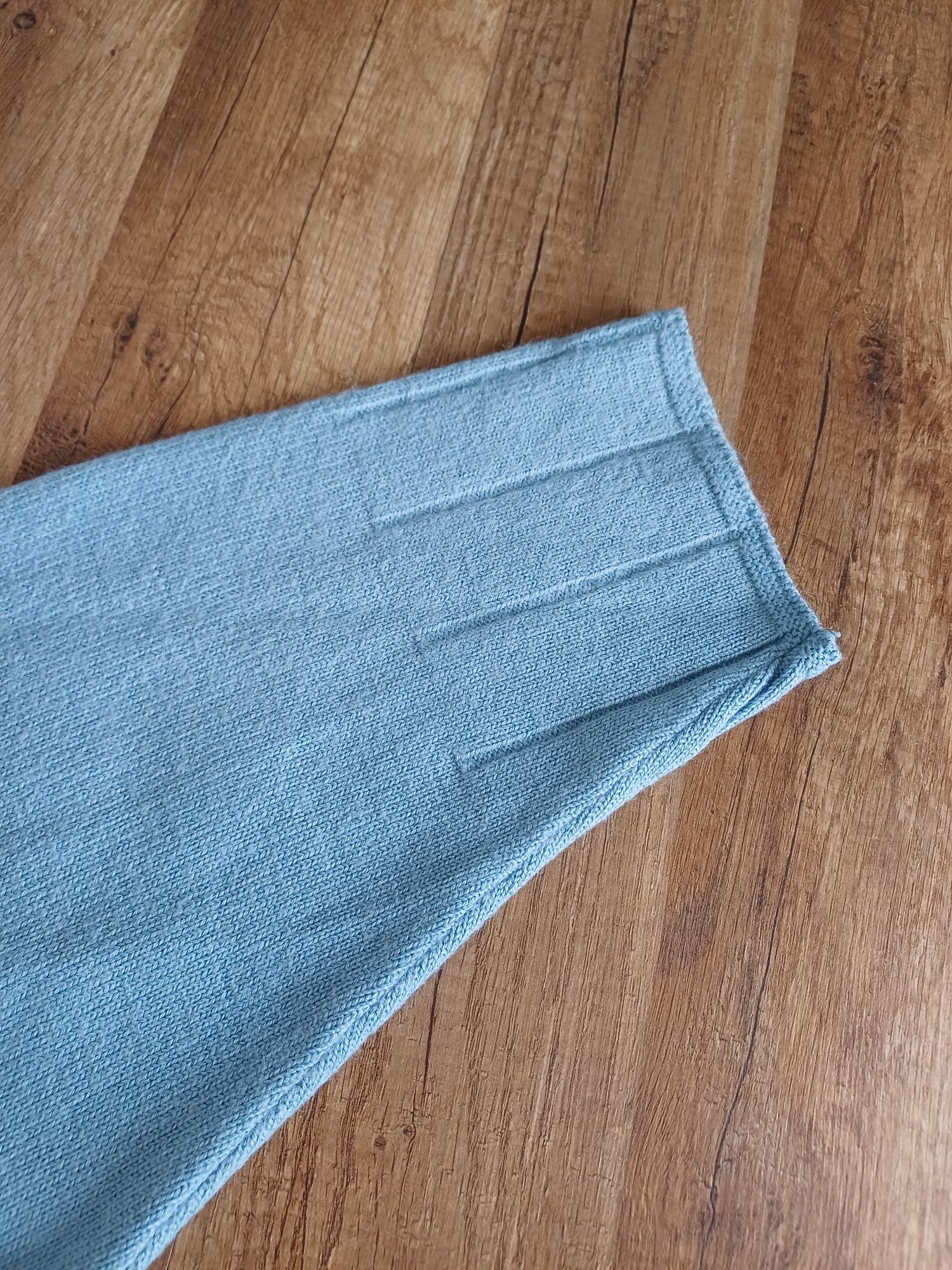 Sweter wełna merino XL niebieski damski 44 kardigan wełniany na guziki