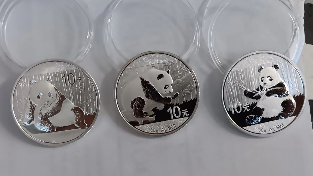 Moedas de 1 onça prata 99,9 de 2015/16/17