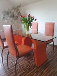 stół szklany pomarańczowa noga