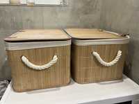 Koszyk na kosmetyki bambusowe kosz na pranie zestaw