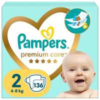 Pampers premium care 136шт розмір 2 підгузники