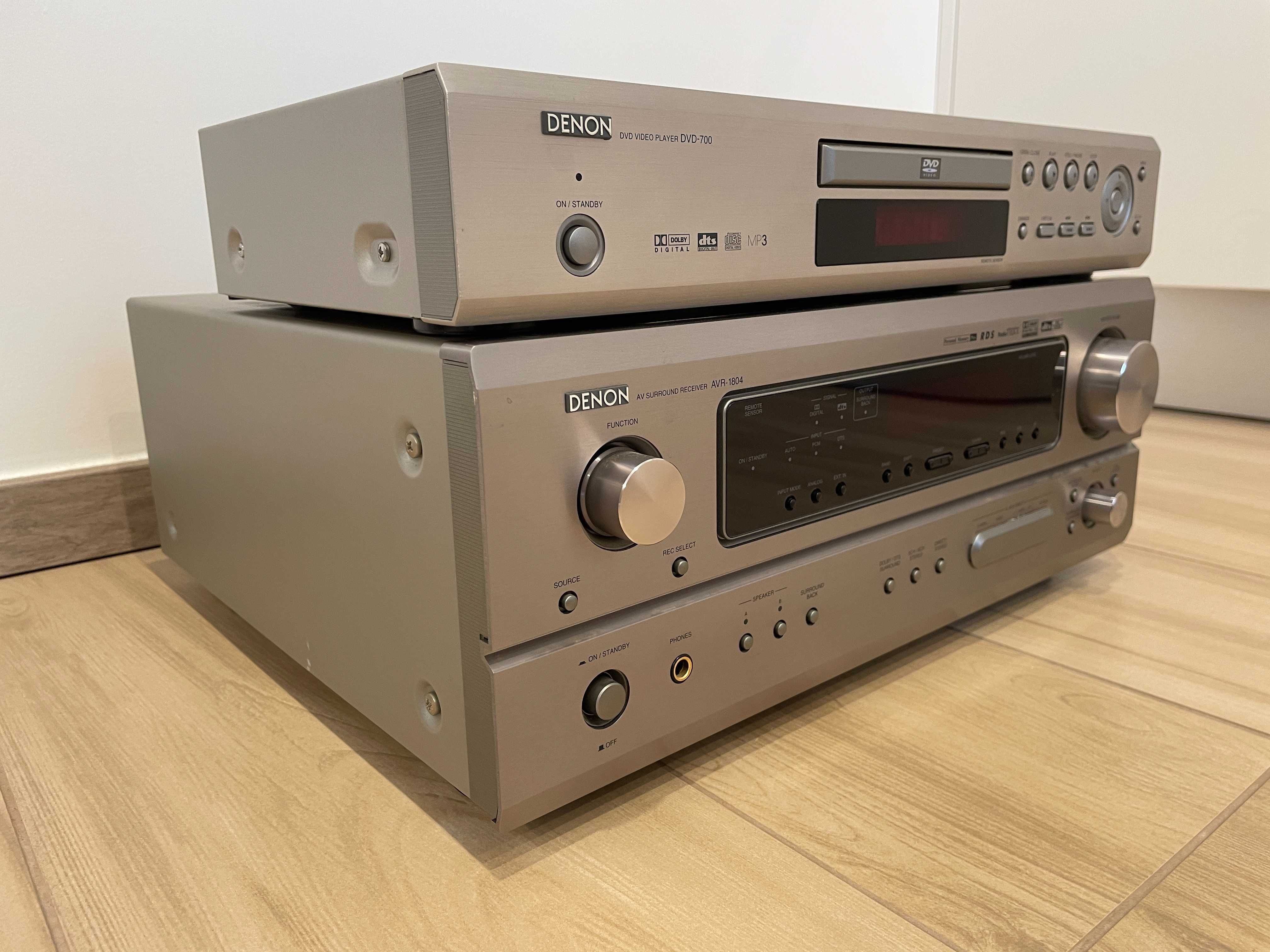 Zestaw Denon: amplituner AVR-1804 i odtwarzacz DVD-700 + 2 piloty