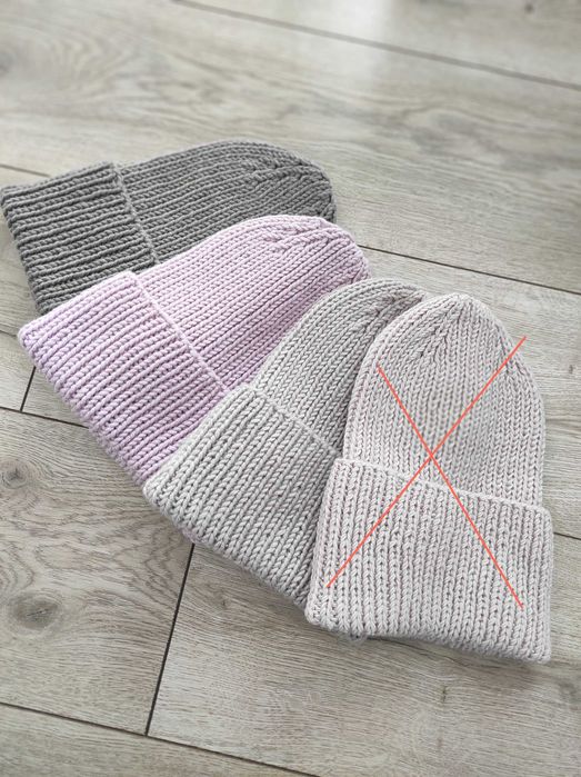 Od ręki! Jesienna czapka robiona ręcznie  drutach z 100% wełny merino