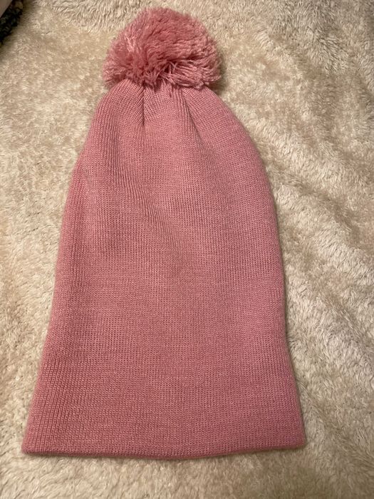 Dziecięca - dziewczęca czapka zimowa z pomponem – Pastelowy Róż