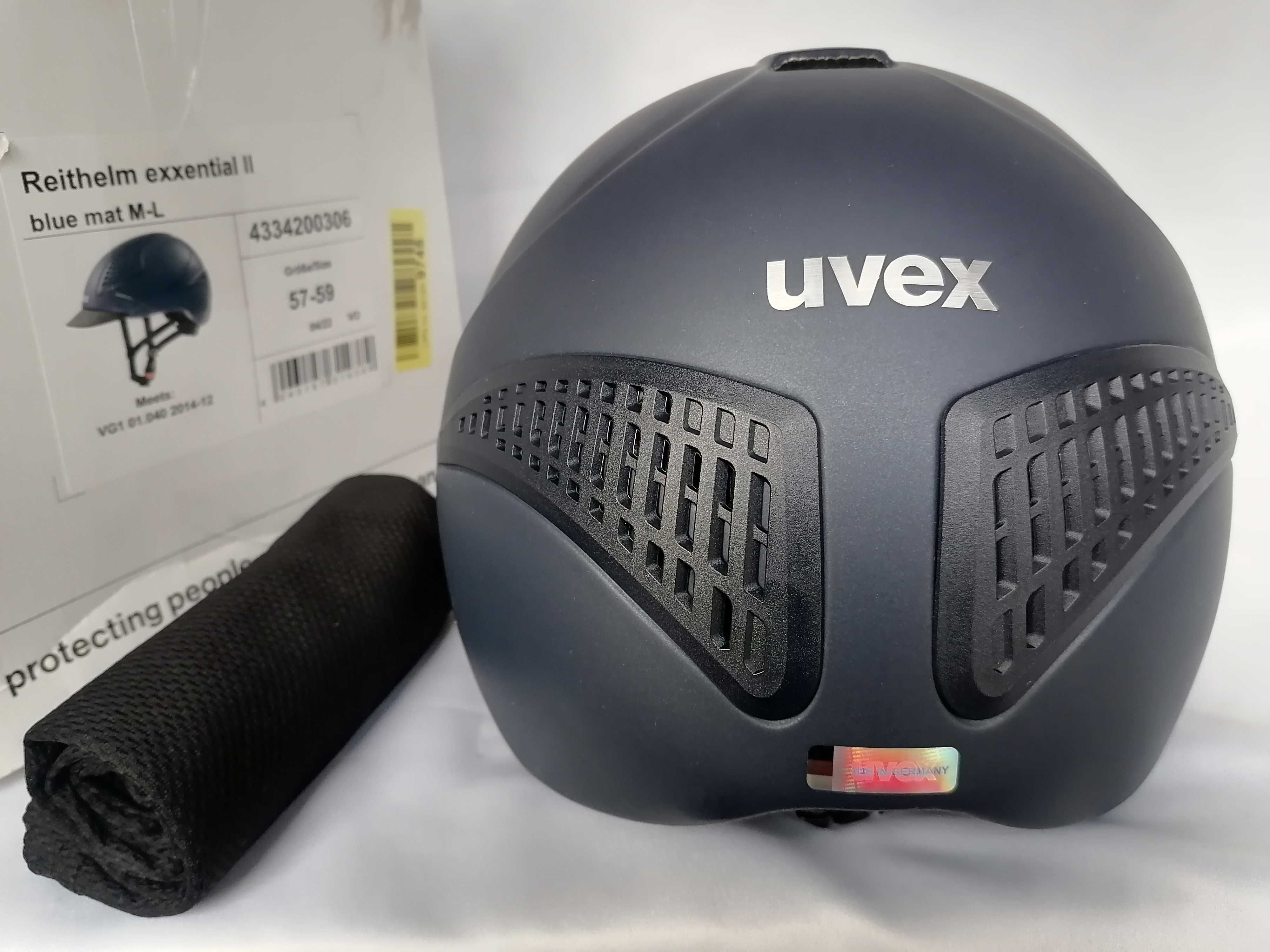Kask jeździecki toczek Uvex Reithelm Exxential II Blue Mat M/L 57-59cm